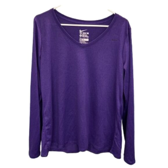 💜 Nike Purple Dri-Fit Long Sleeve Athletic Tee - XL - Picture 1 of 8